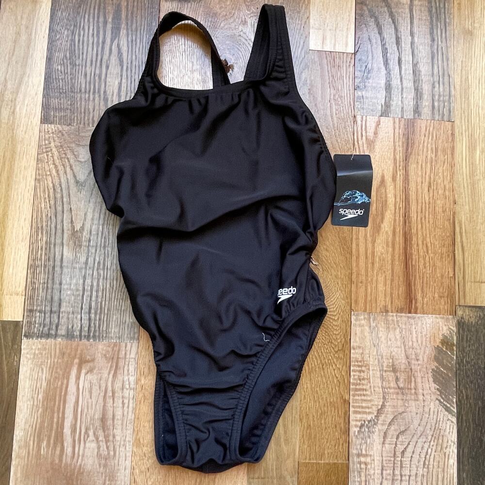 Speedo Black One Piece Swimsuit Womens Size 30 Racerback NWT